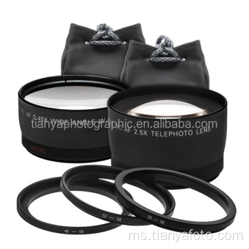 49-58mm 0.45x Sudut Lebar+2.5x kit lensa kamera telefoto